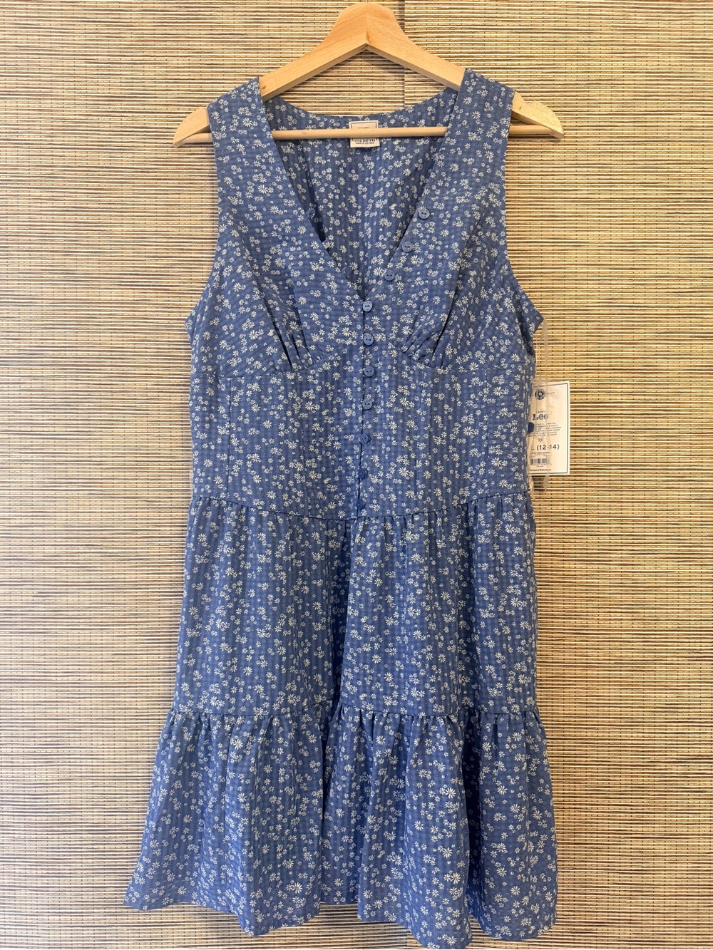 Lee Blue Floral Button-Front Midi Dress
